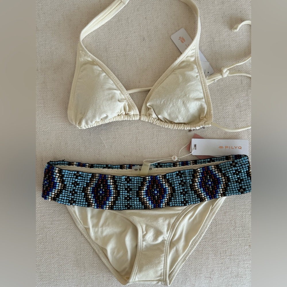 Pily Q Keshi Pearl beaded bikini NWT
